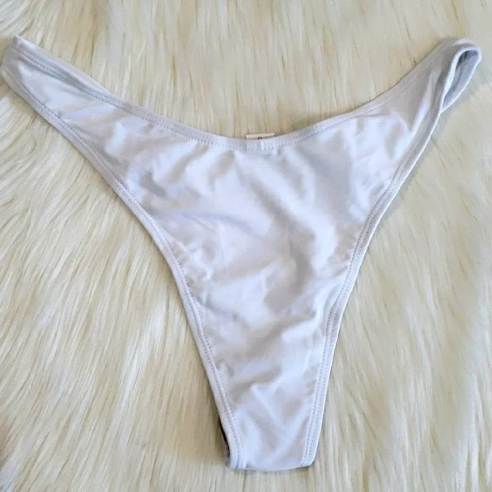 New White Underwire Top with High Cut Legs Bikini Set